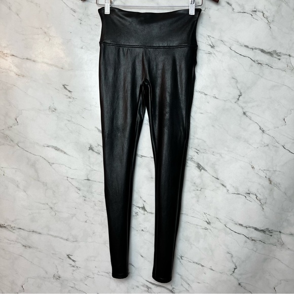 Spanx Vegan Leather Look Leggings Pants Black Medium - Picture 2 of 8